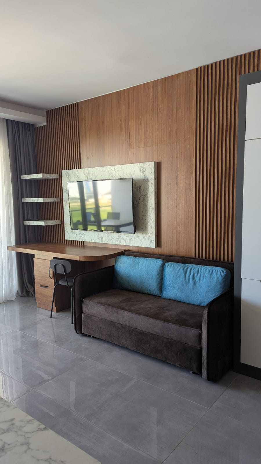 Wall panel with integrated desk